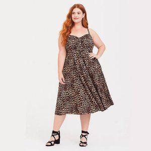 Leopard Button Front Midi Dress